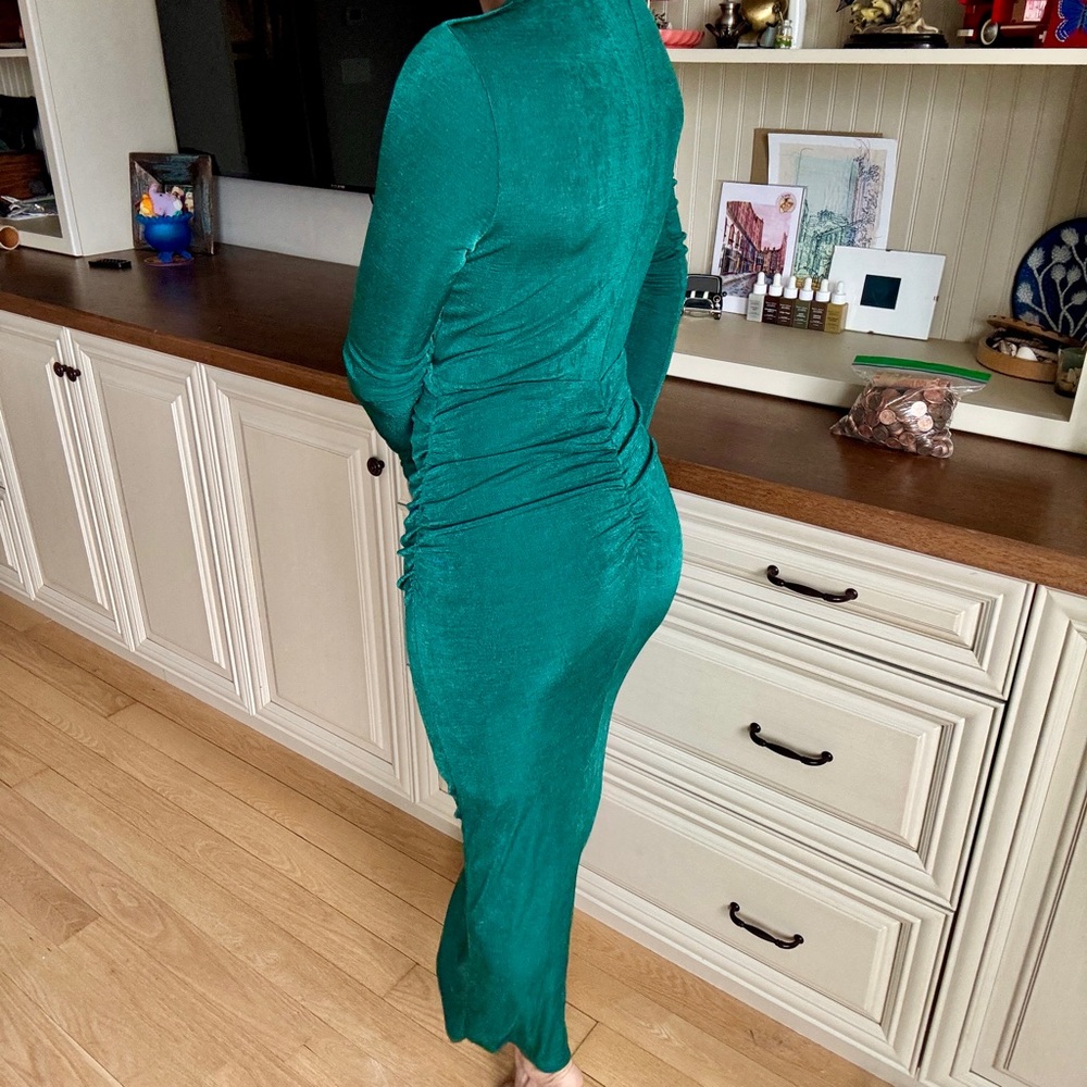 Lush Teal Long Sleeve Cut-Out Dress - Picture 2 of 4